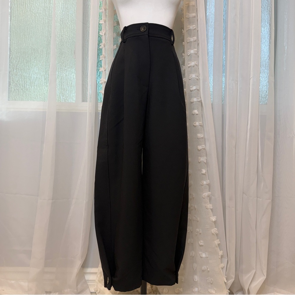 Zara Black High-Waisted Wide-Leg Balloon Pants Black